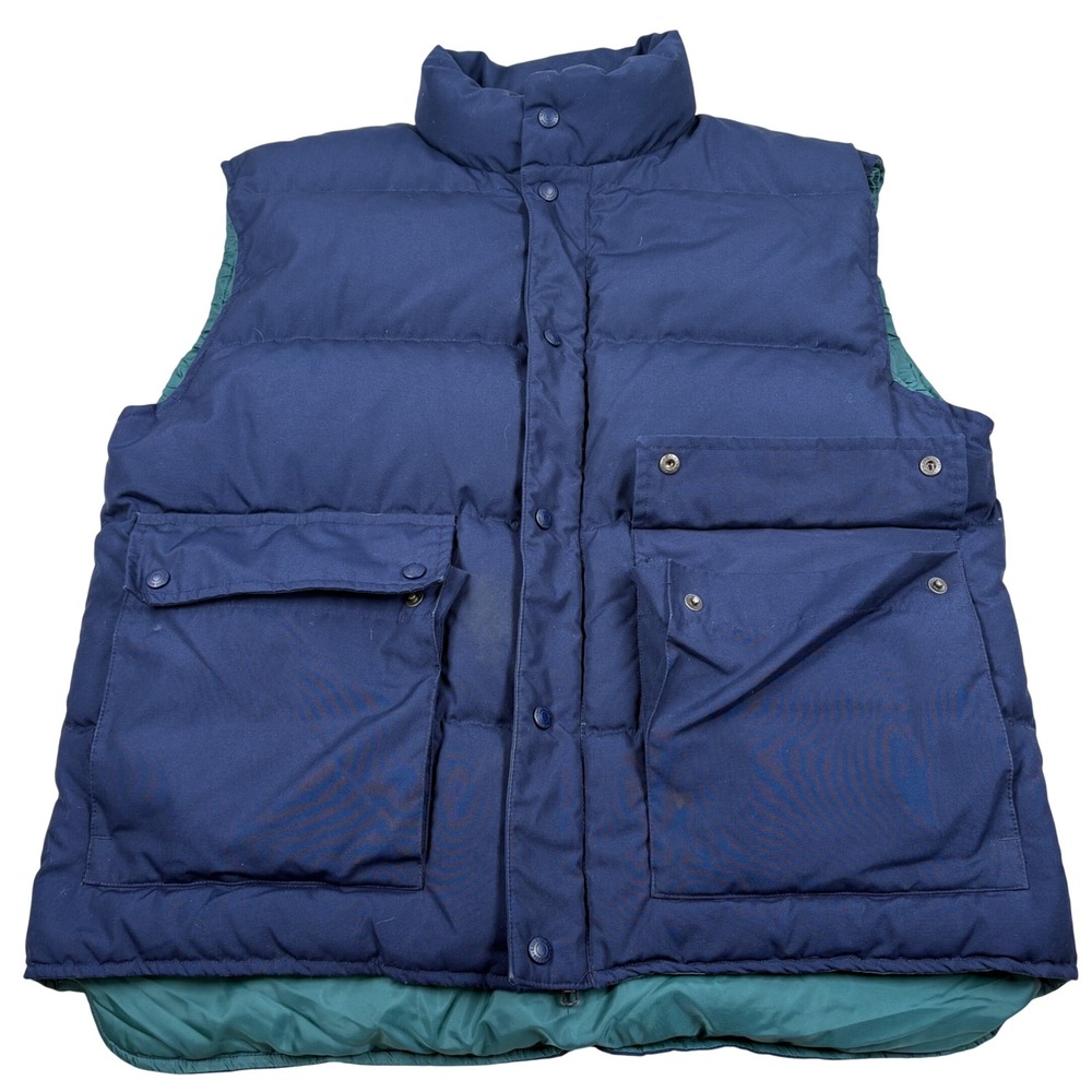 Eddie Bauer Goose Down Puffer Vest Mens L Navy Blue VTG Vintage Outdoor